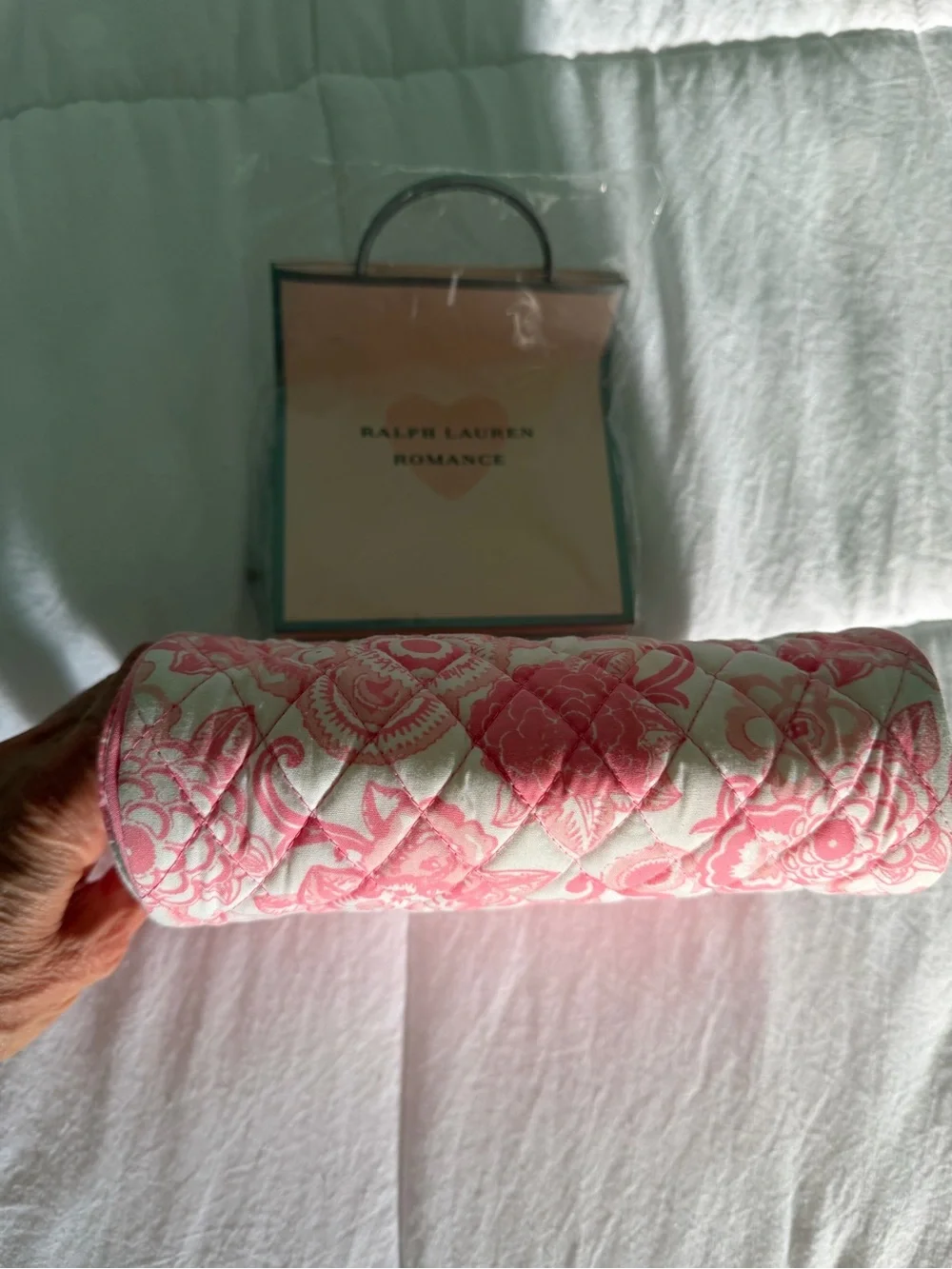 Quilted Ralph Lauren pink Cosmetic Bag with Monogram
